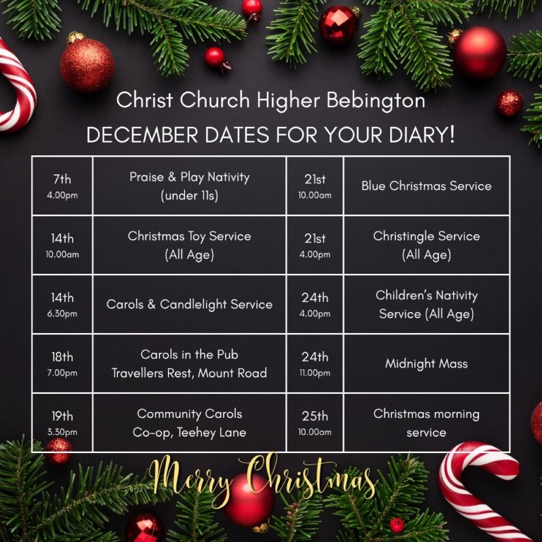 CCHB December Dates for your Diary
